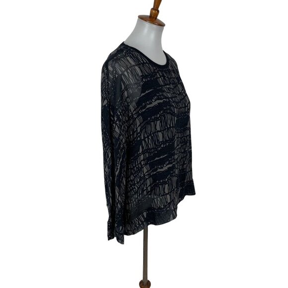 GoSilk Small 100% Silk Blouse Black Long Sleeve Designer - Picture 2 of 6